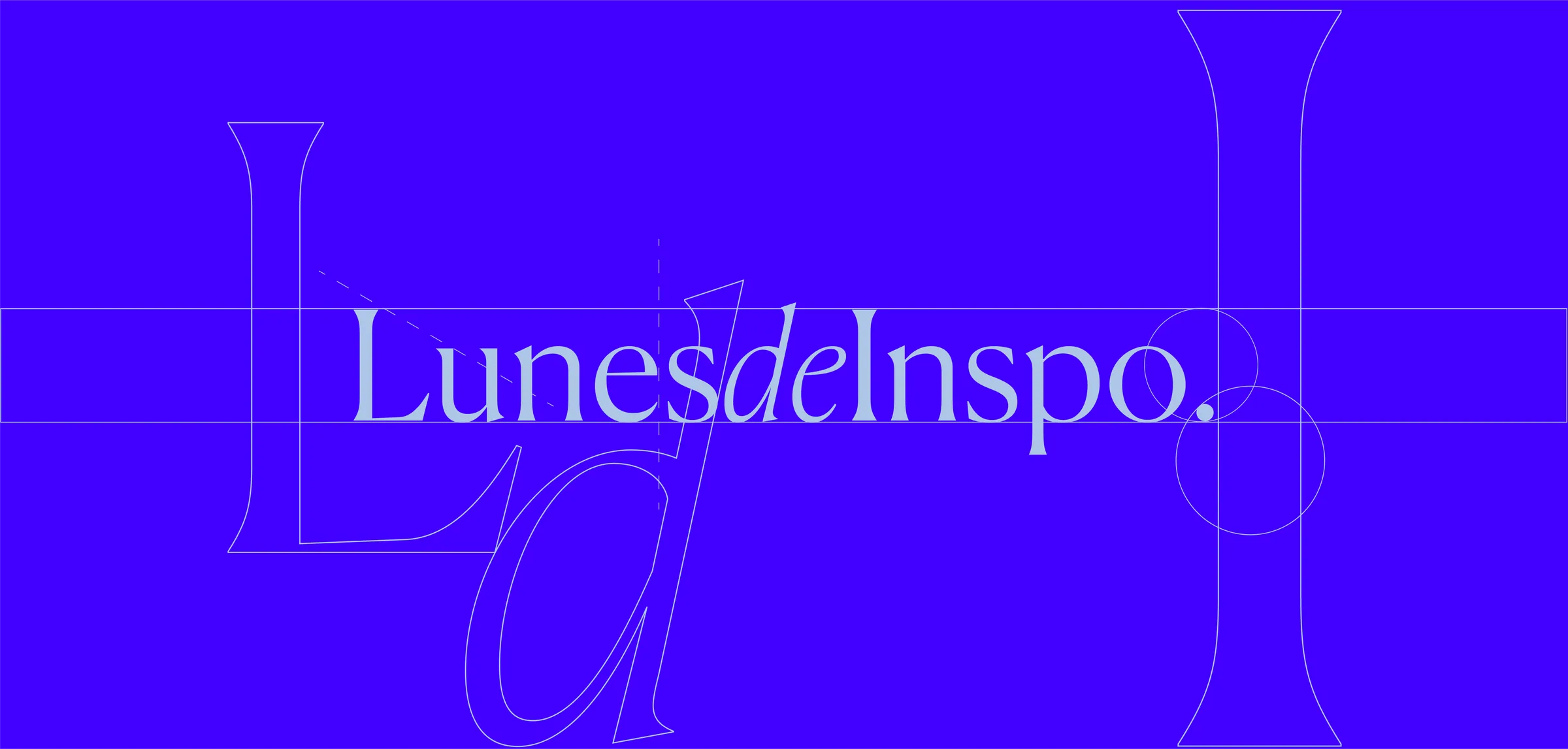 “LunesdeInspo.” set in serif type over electric blue, with the letterforms outlined behind it.